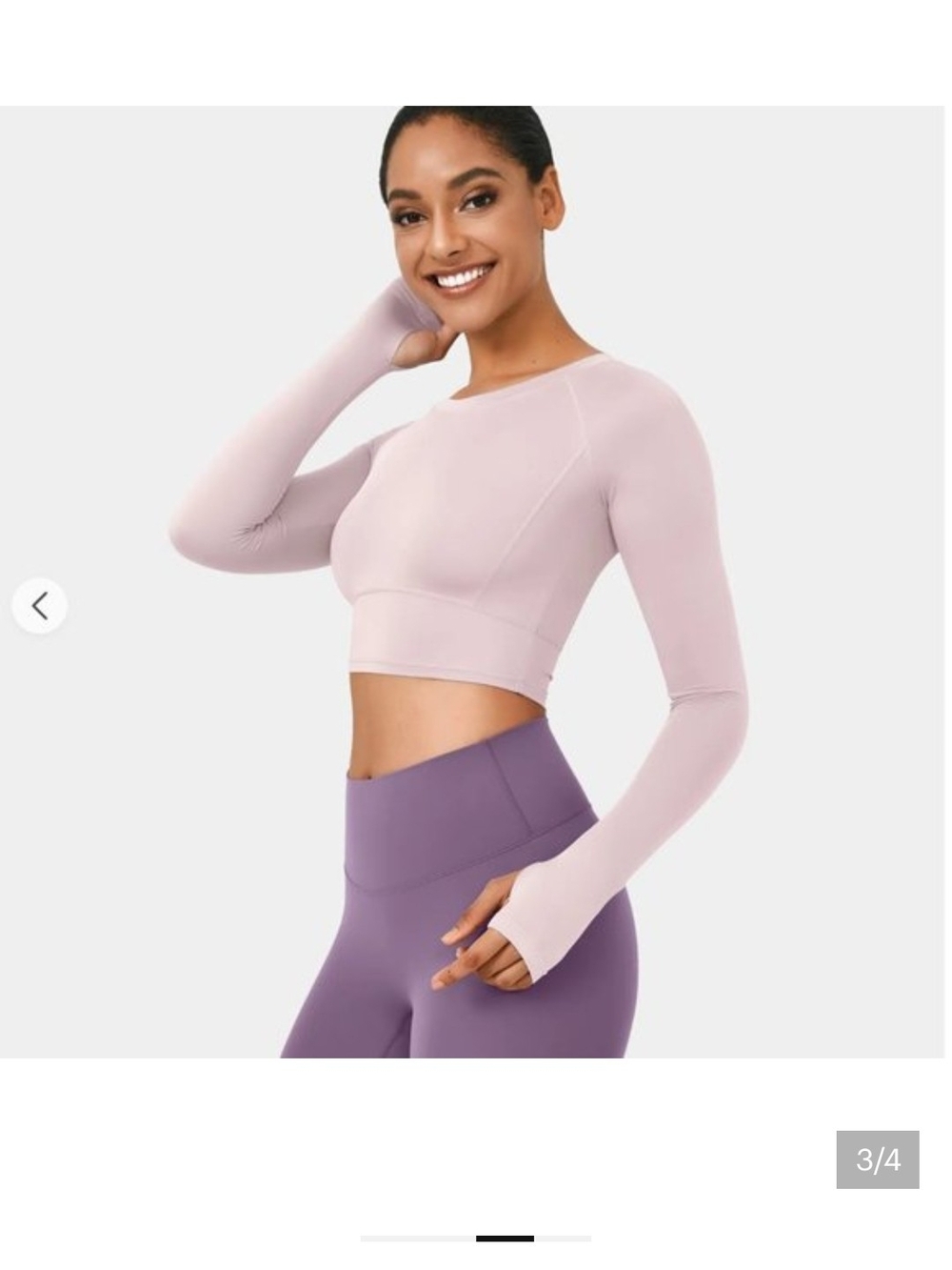 HALARA Long Sleeve Crop Top in Pale Pink